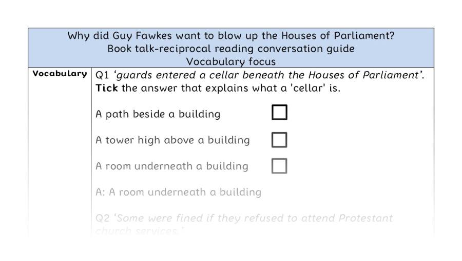 Reciprocal - vocabulary - why Guy Fawkes wanted to blow up Parliament