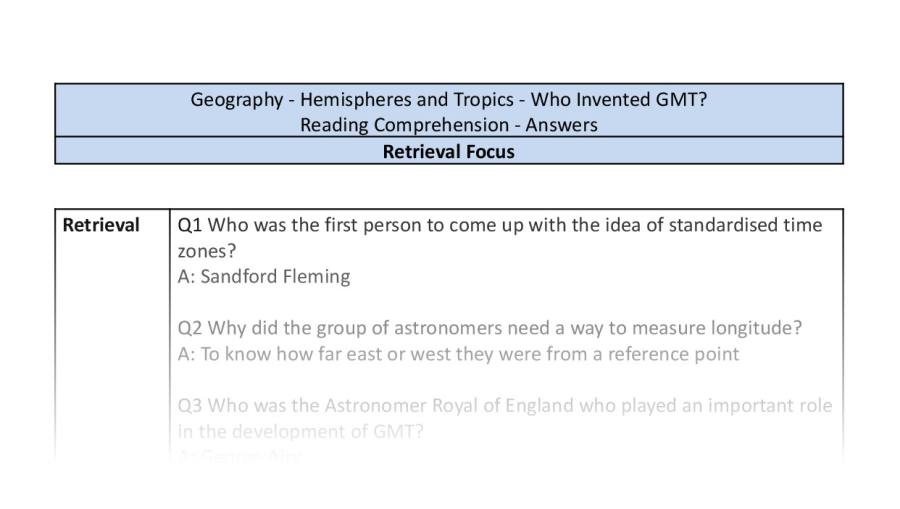 Reading Comprehension - Who Invented GMT - Retrieval Focus