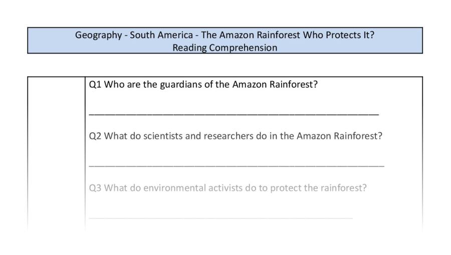 Reading comprehension - retrieval - The Amazon Rainforest-who protects it