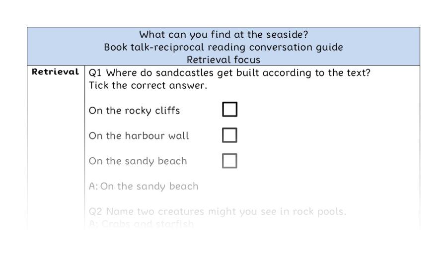 Reciprocal reading - retrieval - What can you find at the seaside
