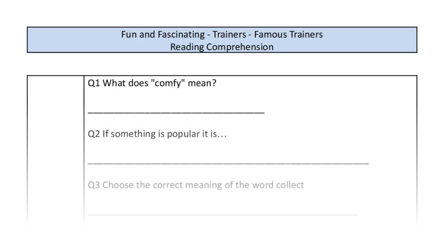 Reading Comprehension-vocabulary-Famous Trainers
