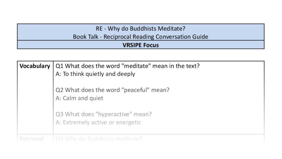 Reciprocal Reading Conversation - Why do Buddhists Meditate - VRSIPE Focus