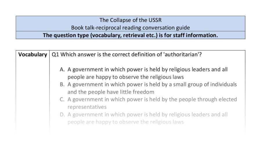 Reciprocal reading-VRSIPE-The Collapse of the USSR