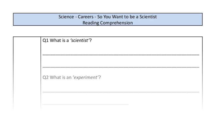 Reading Comprehension-vocabulary-So You Want to be a Scientist