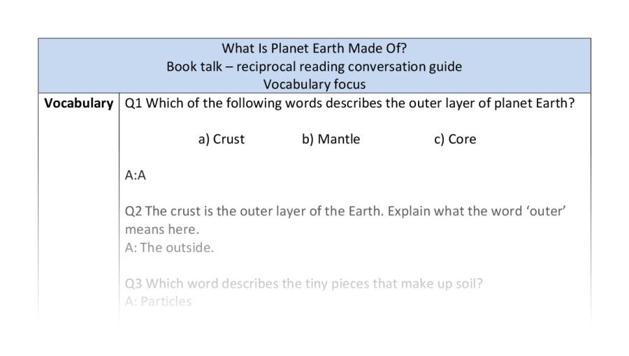 Reciprocal-vocab-what is planet Earth made of