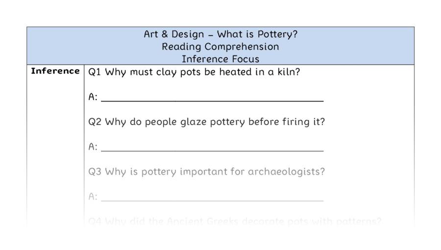 What is Pottery - Reading Comprehension - Inference Focus
