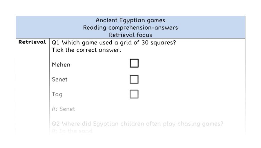Reading comprehension - retrieval - Ancient Egyptian games - answers