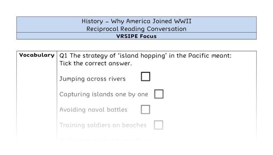 Why America Joined WWII - Reciprocal Reading Conversation - VRSIPE Focus