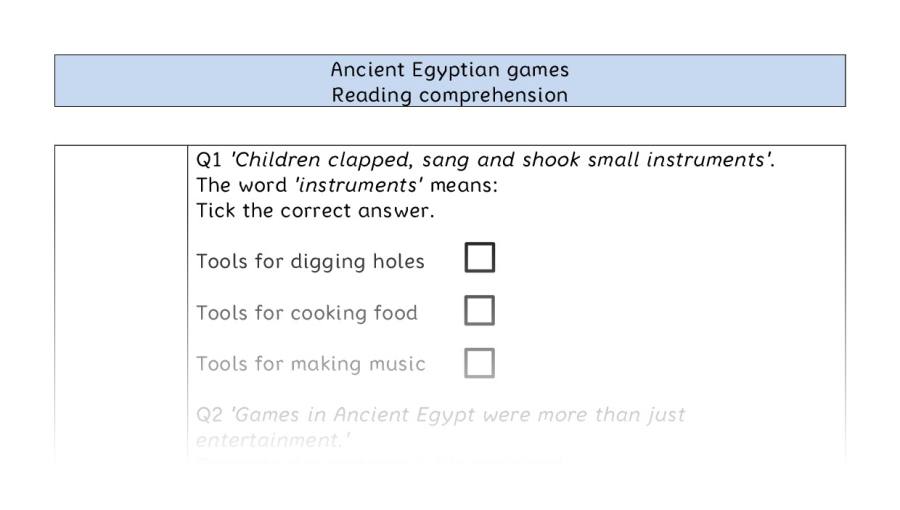 Reading comprehension - VRSIPE - Ancient Egyptian games