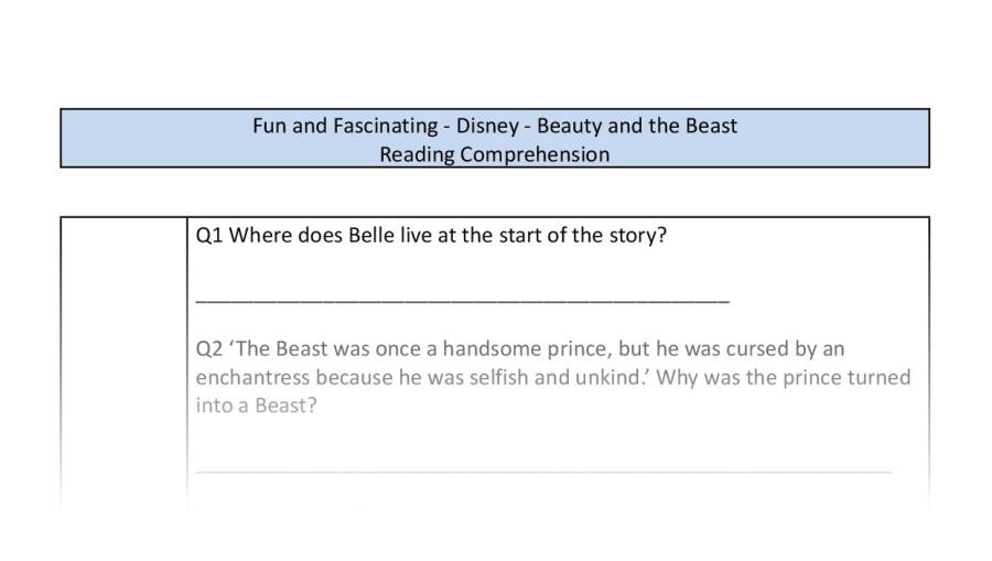 Reading Comprehension-Beauty and the Beast (2017) A Tale as Old as Time-Retrieval Focus
