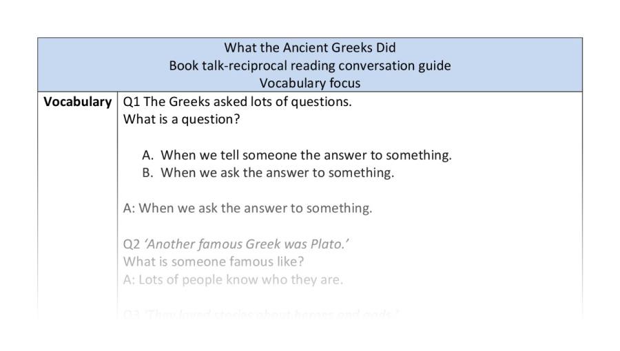 Reciprocal reading - vocabulary - What the Ancient Greeks Did