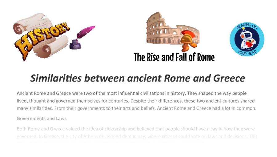 Similarities between ancient Rome and Greece