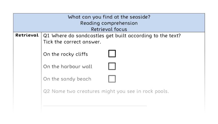 Reading comprehension - retrieval - What can you find at the seaside