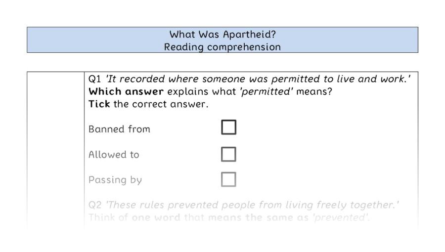Reading comprehension - VRSIPE - What Was Apartheid
