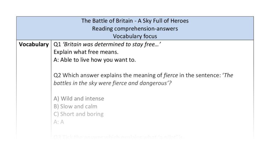 Reading comp-vocab-The Battle of Britain - A Sky Full of Heroes