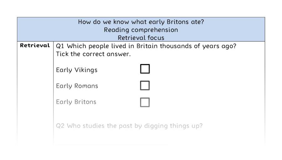 Reading comprehension - retrieval - How do we know what early Britons ate