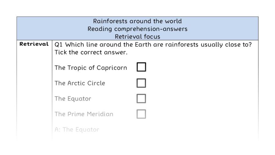 Reading comprehension - retrieval - Rainforests around the world - answers