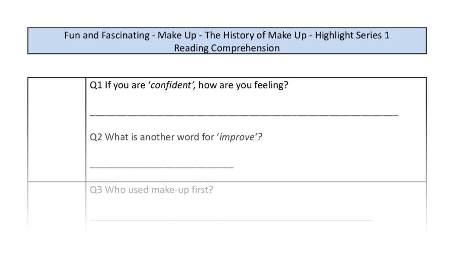 Reading Comprehension-The History of Make Up-VRSIPE