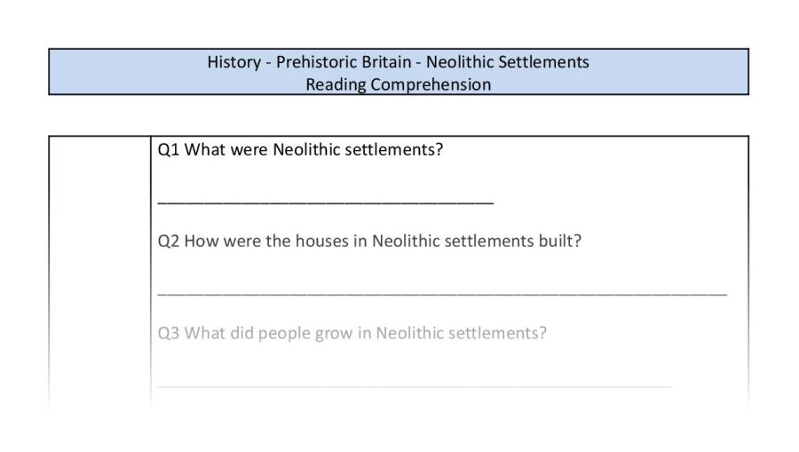Reading Comprehension-retrieval-Neolithic Settlements
