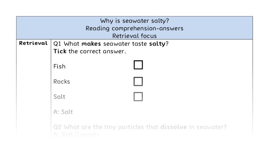 Reading comprehension - retrieval - Why is seawater salty - answers