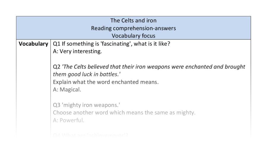Reading comp-vocabulary-The Celts and iron - answers