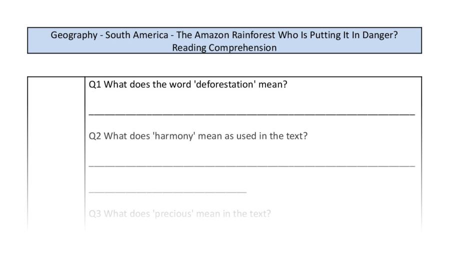 Reading comp-VRSIPE-The Amazon who is putting it in danger