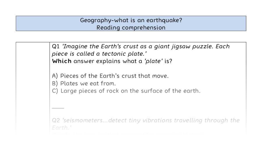 Reading comp-VRSIPE-what is an earthquake