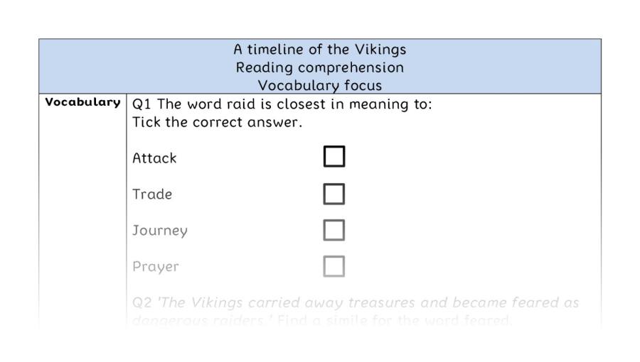 Reading comprehension - vocabulary - A timeline of the Vikings
