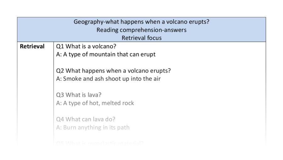 Reading comp-retrieval-what haoppens when a volcano erupts - answers