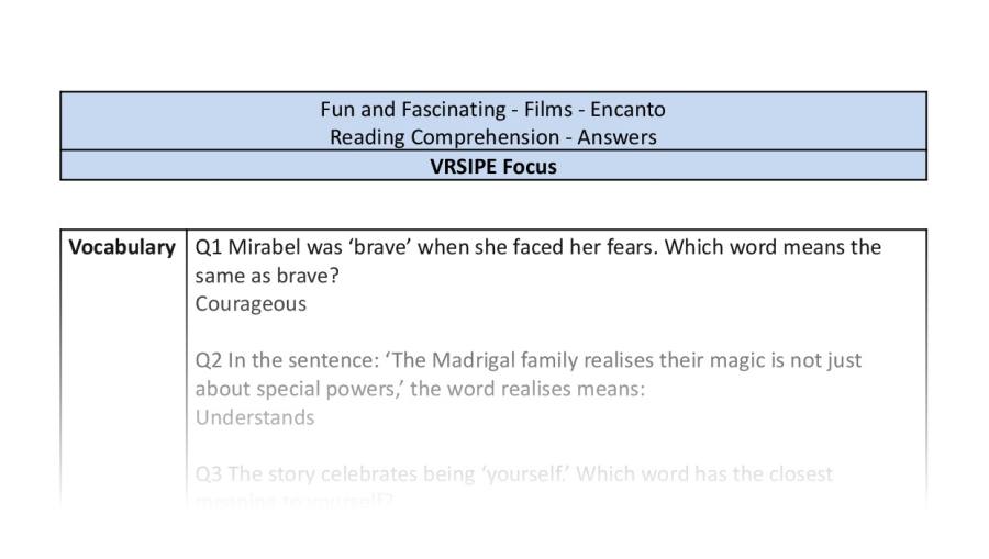 Reading Comprehension-Encanto-VRSIPE Focus-answers