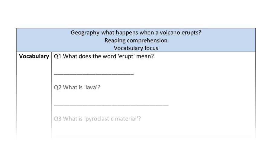 Reading comp-vocabulary-what happens when a volcano erupts