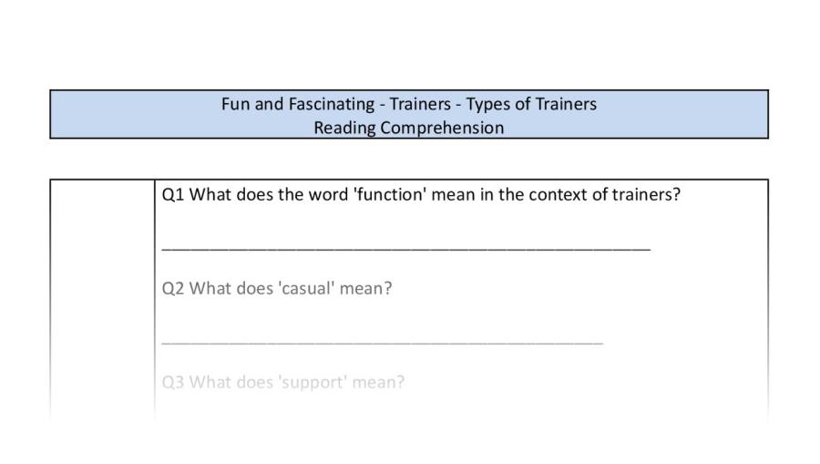 Reading Comprehension-Types of Trainers-VRSIPE Focus