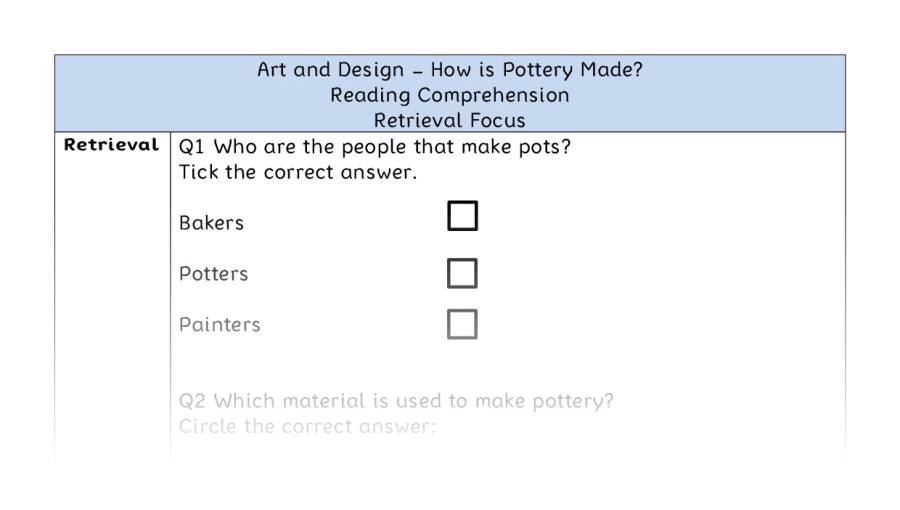 How is Pottery Made - Reading Comprehension - Retrieval Focus