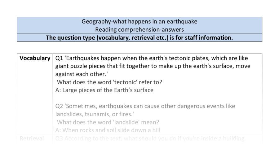 Reading comp-VRSIPE-what happens in an earthquake