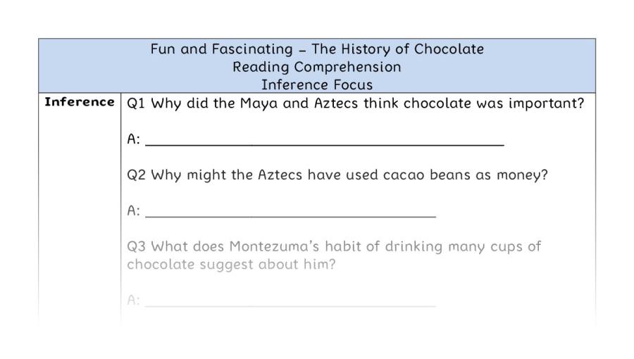 The History of Chocolate - Reading Comprehension - Inference Focus