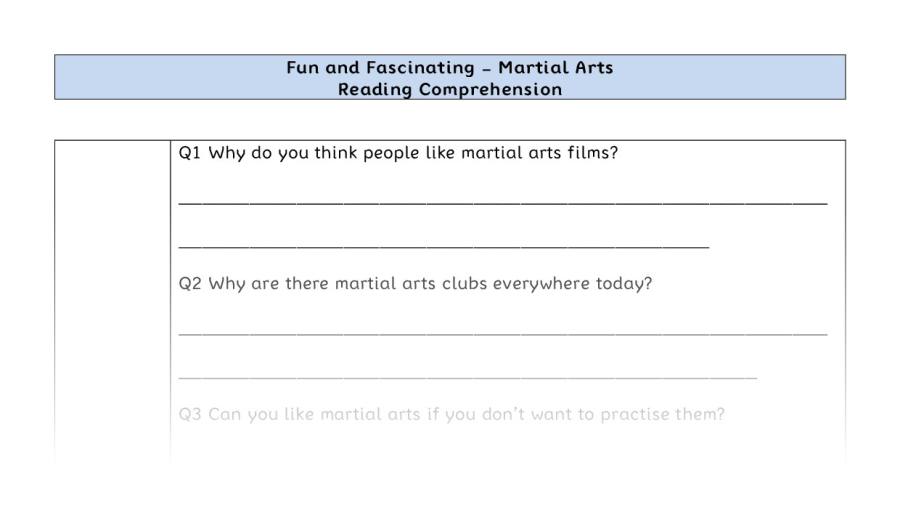 Reading Comprehension-Martial Arts-Inference Focus