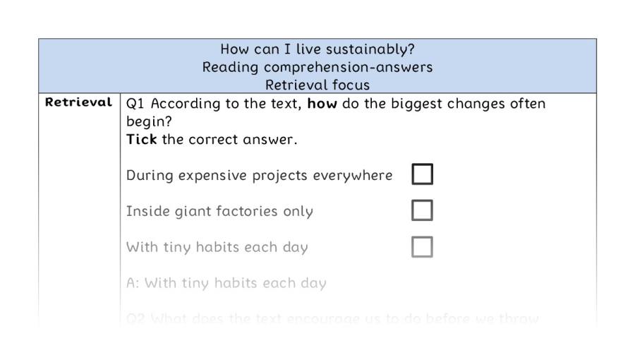 Reading comprehension - retrieval - How can I live sustainably - answers