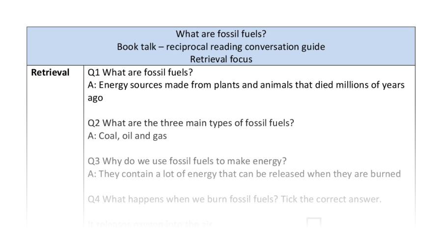 Reciprocal reading - retrieval - What are fossil fuels