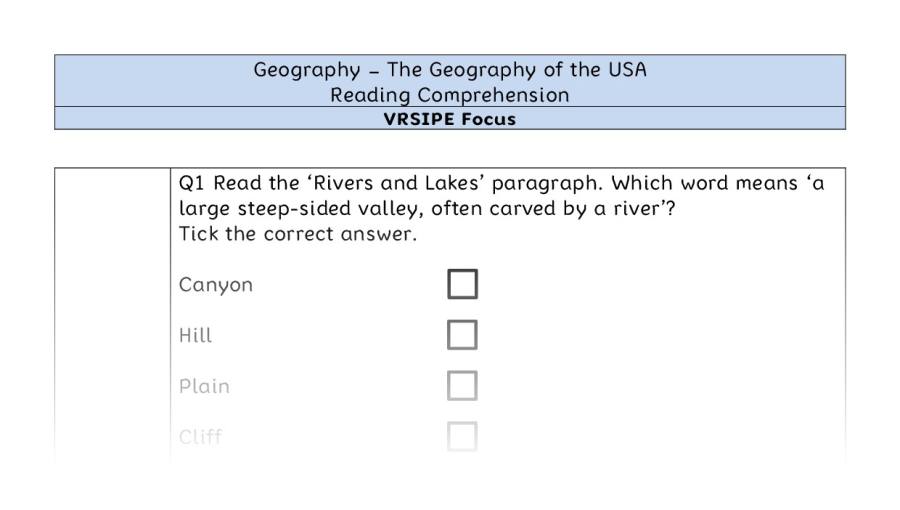 The Geography of the USA - Reading Comprehension - VRSIPE Focus
