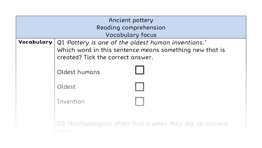 Reading comprehension - vocabulary - Ancient pottery
