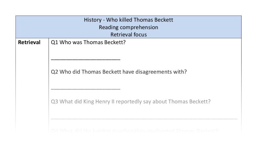Reading comprehension-retrieval-Who killed Thomas Beckett