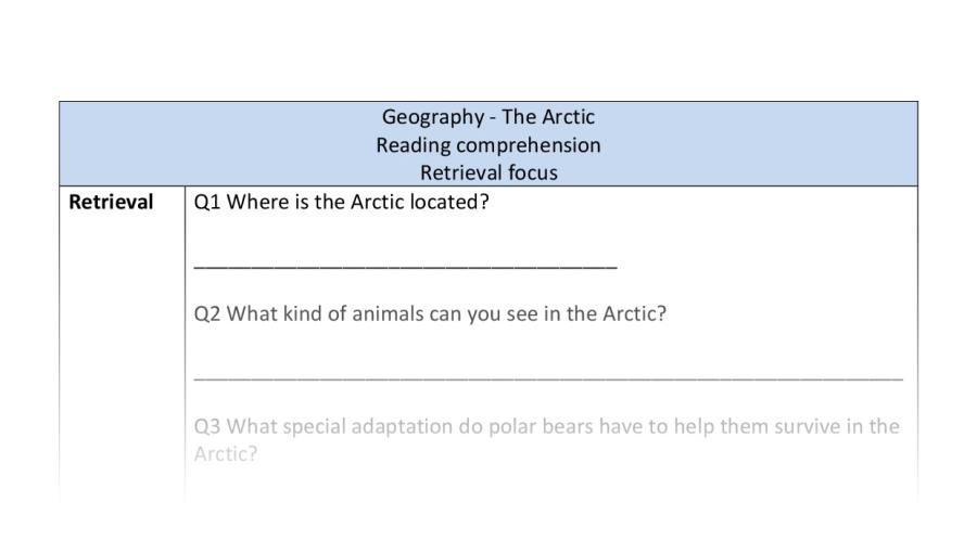 Reading comprehension - retrieval - The Arctic