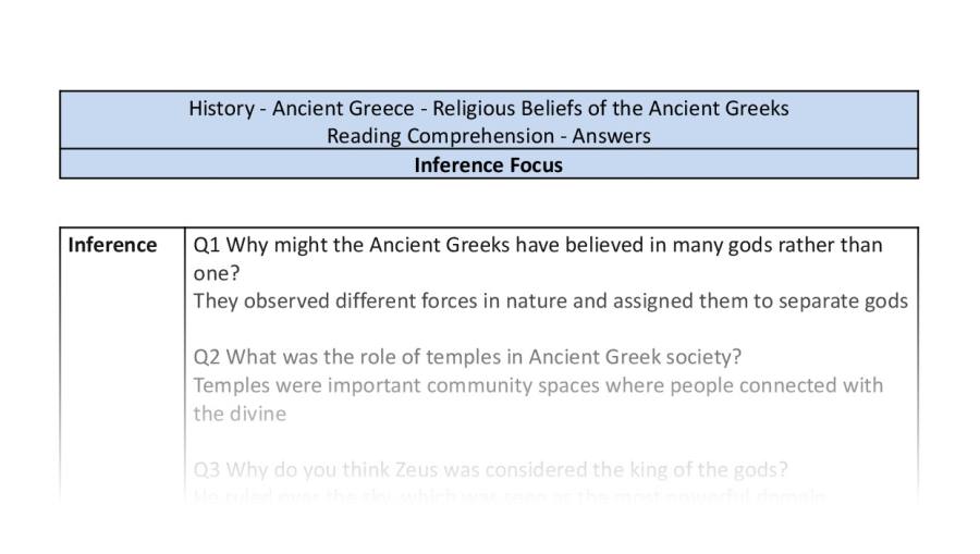Reading Comprehension-Religious Beliefs of the Ancient Greeks-Inference Focus-answers