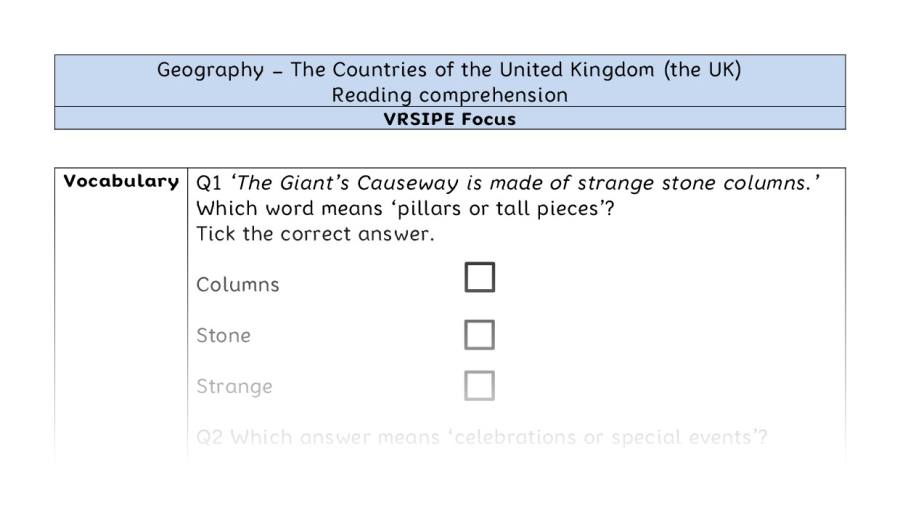 The Countries of the UK - Reading Comprehension - VRSIPE Focus