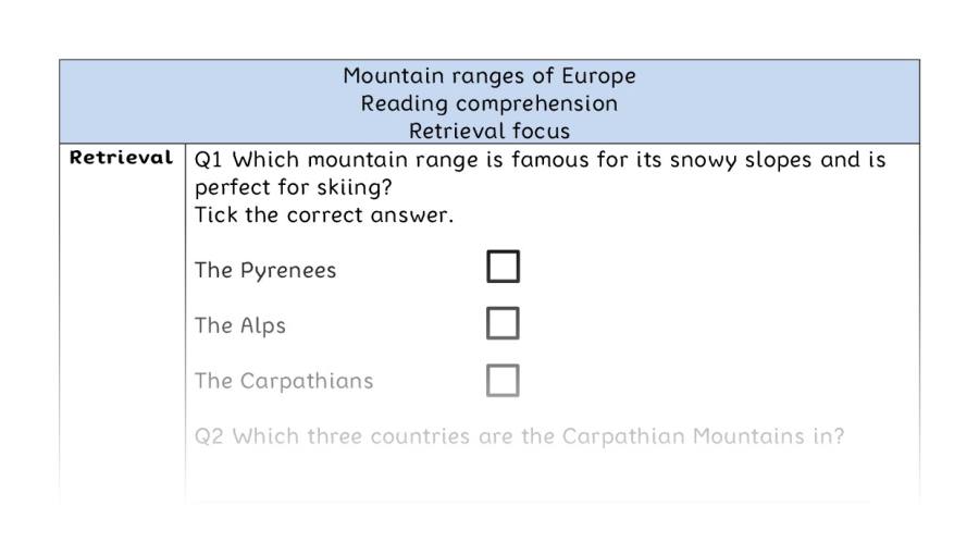 Reading comprehension - retrieval - Mountain ranges of Europe