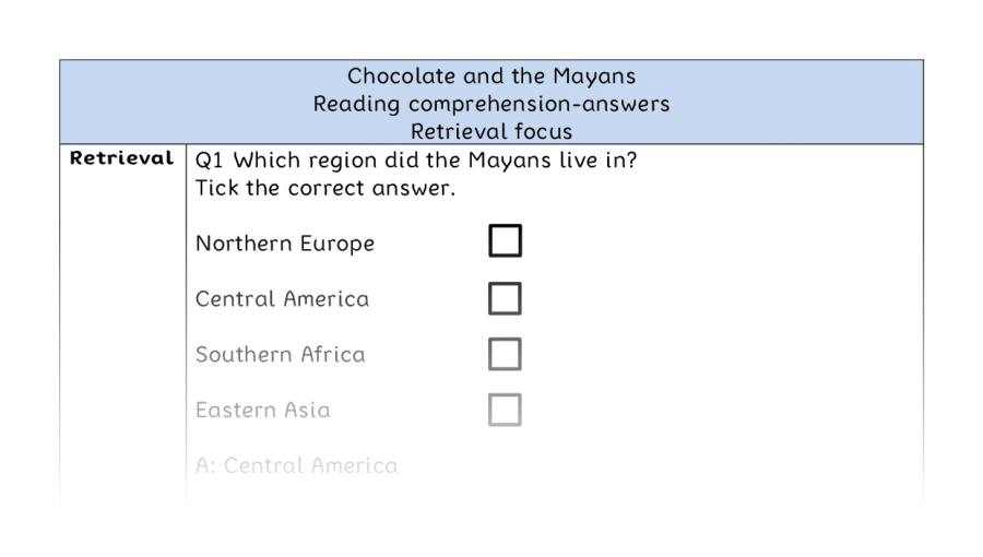 Reading comprehension - retrieval - Chocolate and the Mayans - answers