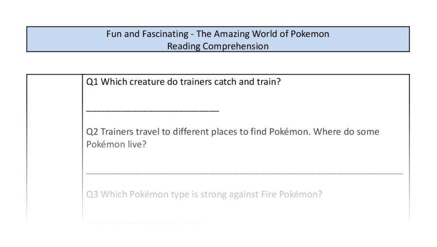 Reading Comprehension-The Amazing World of Pokemon-Retrieval