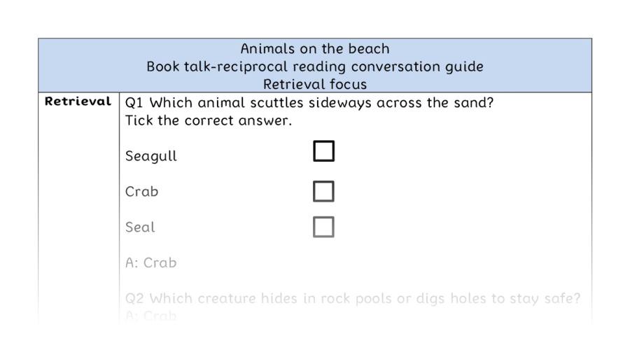 Reciprocal reading - retrieval - Animals on the beach