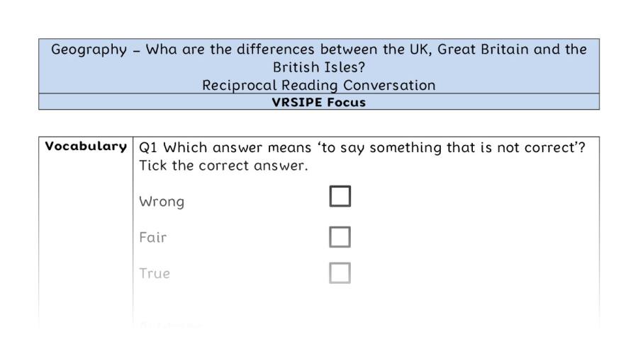 What are the differences between the UK, Great Britain and the British Isles - Reciprocal Reading Comversation - VRSIPE Focus