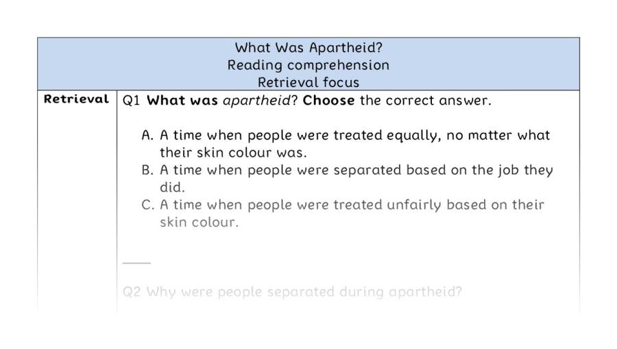 Reading comprehension - retrieval - What Was Apartheid